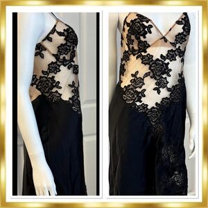 La Perla Embroidered Lace Mesh Silk Slip Size 1 RARE Chemise Floral Appliqué